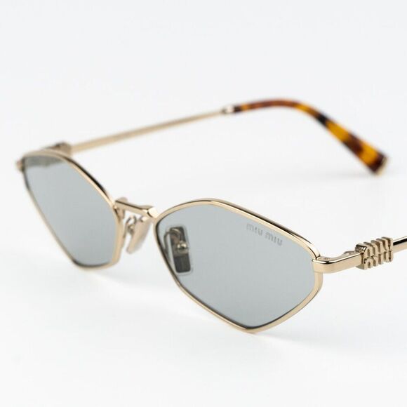 NEW Miu Miu MU56ZS ZVN50K REGARD Pale Gold Grey Geometric Unisex Sunglasses main image 8